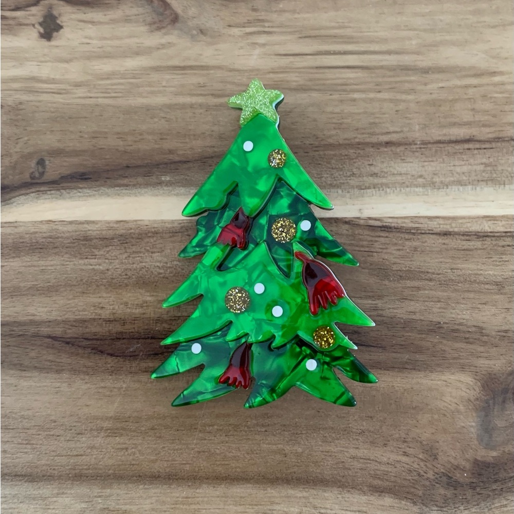 Erstwilder Yuletide Timber  Brooch Christmas Tree pin NWOT